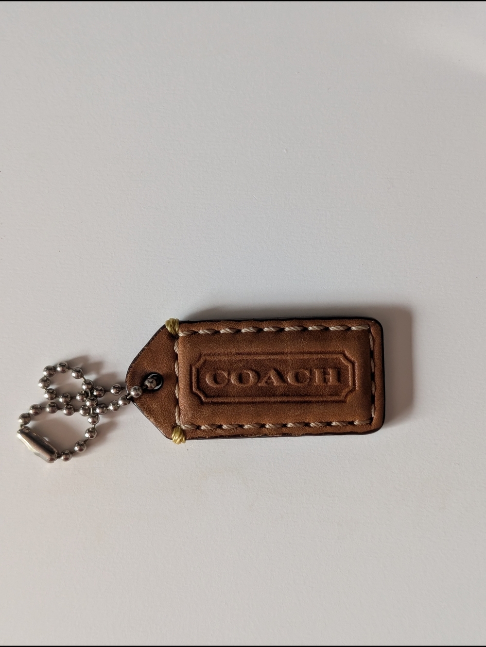 Coach Vintage Y2K 1.75" Brown Leather Hangtag with Contrast Stitching